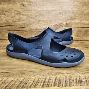 Crocs Swiftwater Wave Black grey Comfort Mary Jane Sandal shoe sz 11